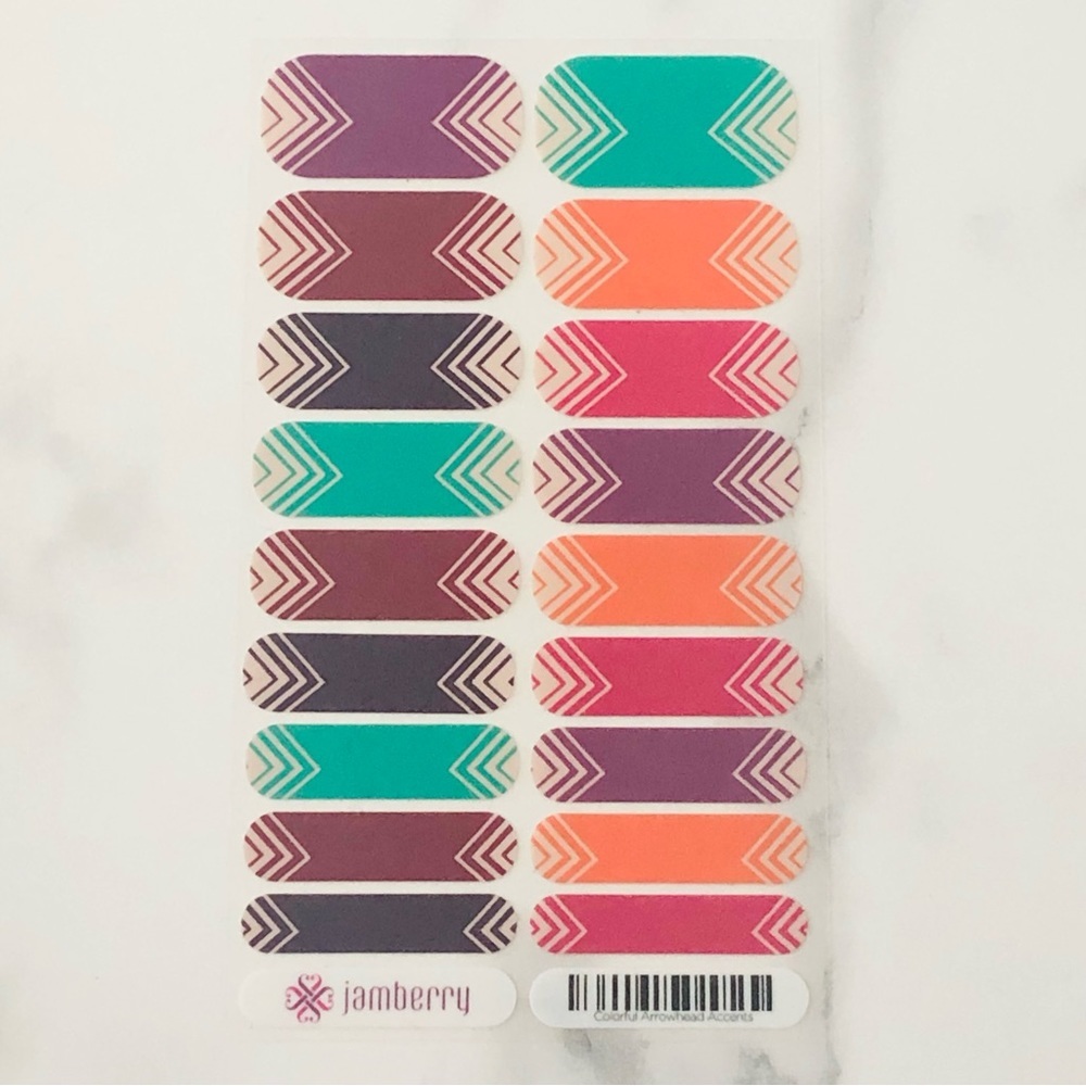 Jamberry Colorful Arrowhead Accents Nail Wraps New